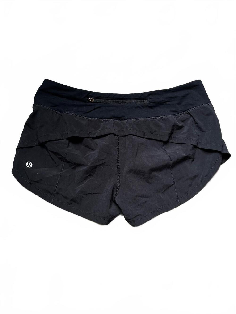 Lululemon Black Athletic Shorts Size 6 with Zip Pocket